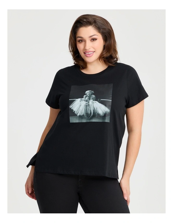 Cotton Marilyn Portrait T-shirt Black image 1