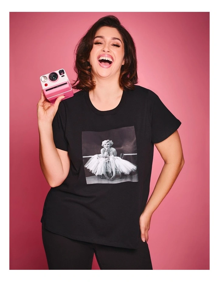 Cotton Marilyn Portrait T-shirt Black image 4