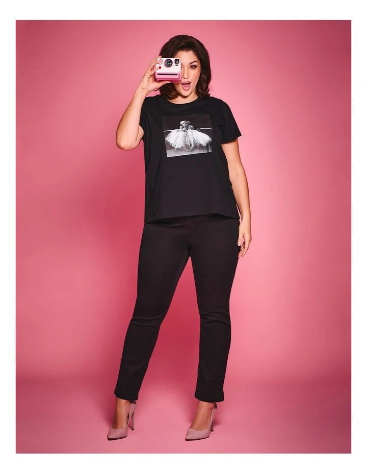 Cotton Marilyn Portrait T-shirt Black image 5