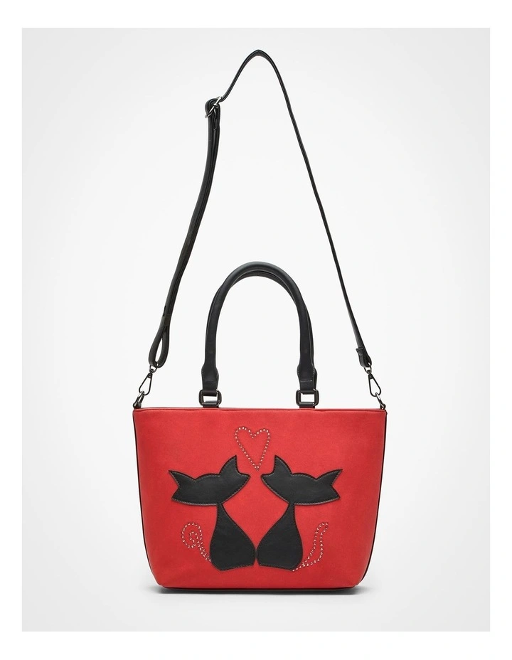 Cat Love Shoulder Bag Red/Black image 5