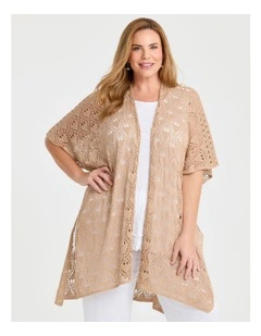 Long Crochet Cape Coffee