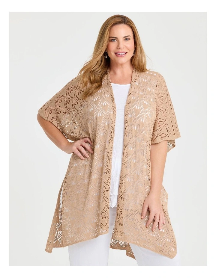 Long Crochet Cape Coffee image 1