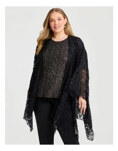 Evening Sequin Cape in Black