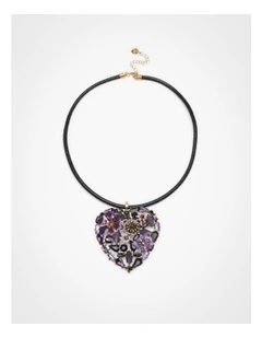Jewel Heart Necklace Purple