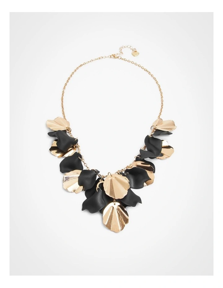 Short Metal Leaf Necklace in Multi image 1