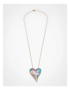 Enamel Heart Long Necklace in Multi