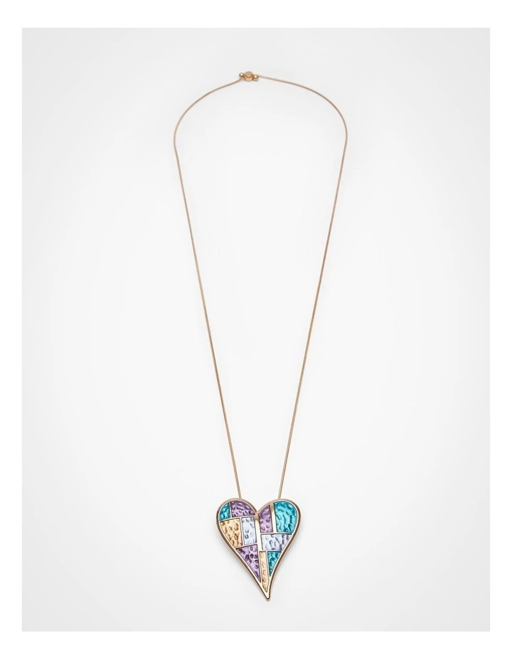 Enamel Heart Long Necklace in Multi image 1