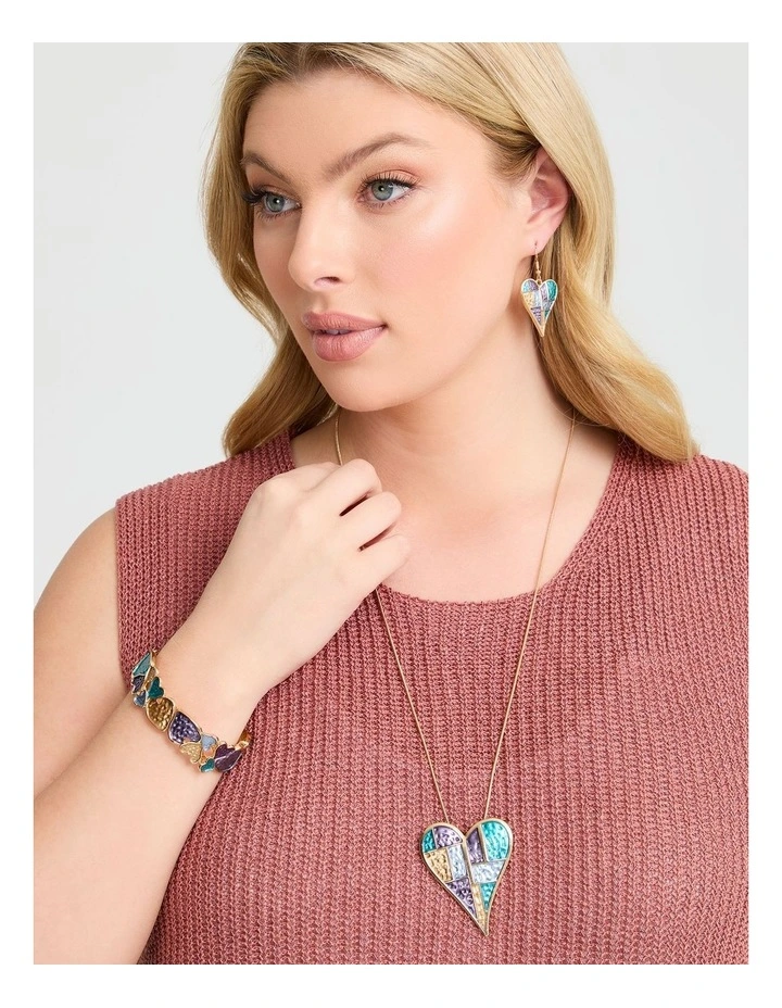 Enamel Heart Long Necklace in Multi image 2