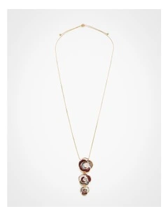Enamel Diamante Rose Necklace in Gold