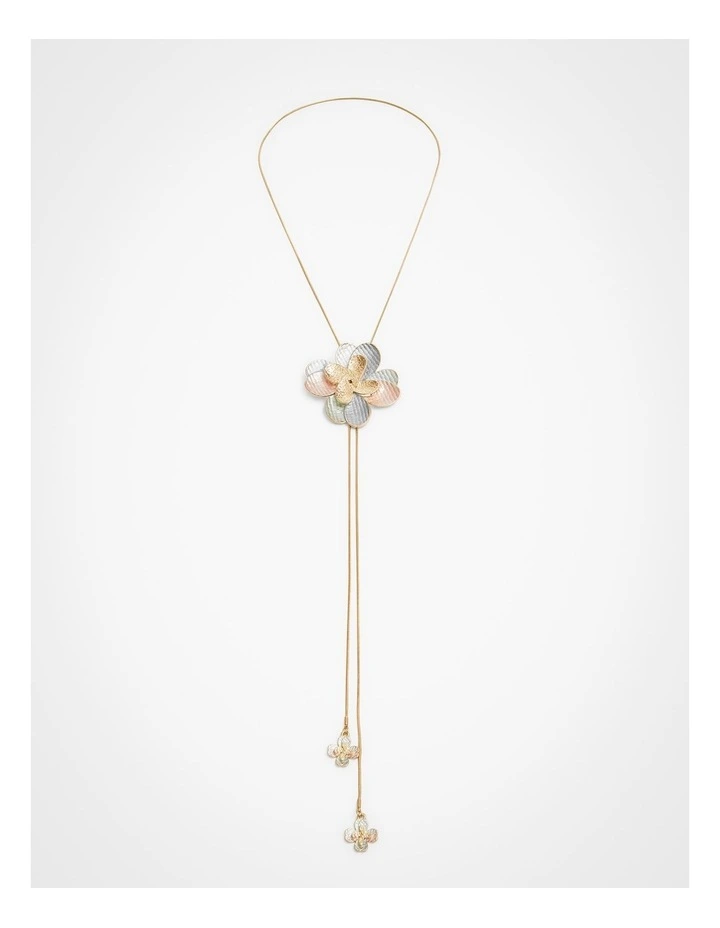 Enamel Flower Lariat Necklace Pastel Multi image 1