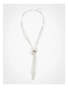 Clean Metal Snake Chain Lariat in Silver