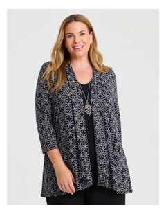 Shawl Collar Cardigan in Black/grey