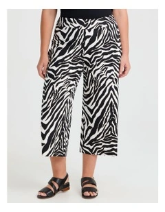 Wide Leg Crop Pant Zebra Print
