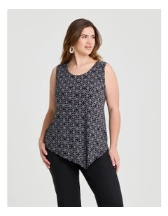 Printed Mix Media Tank Black/grey