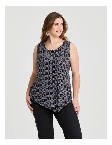 Printed Mix Media Tank Black/grey