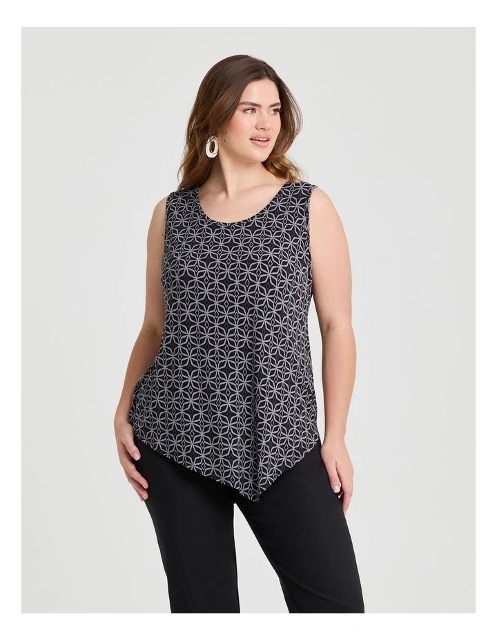 Printed Mix Media Tank Black/grey image 1