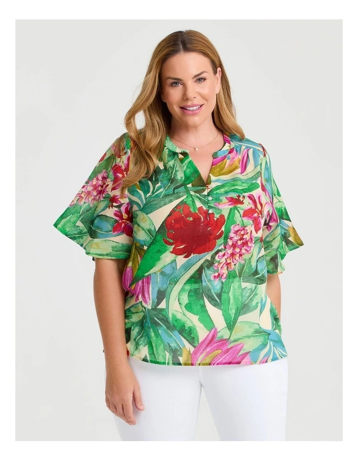 Suzanne Print Top in Tropical Print image 1