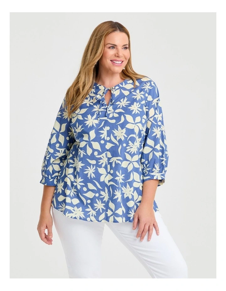 Cotton Print Top in Multi image 1