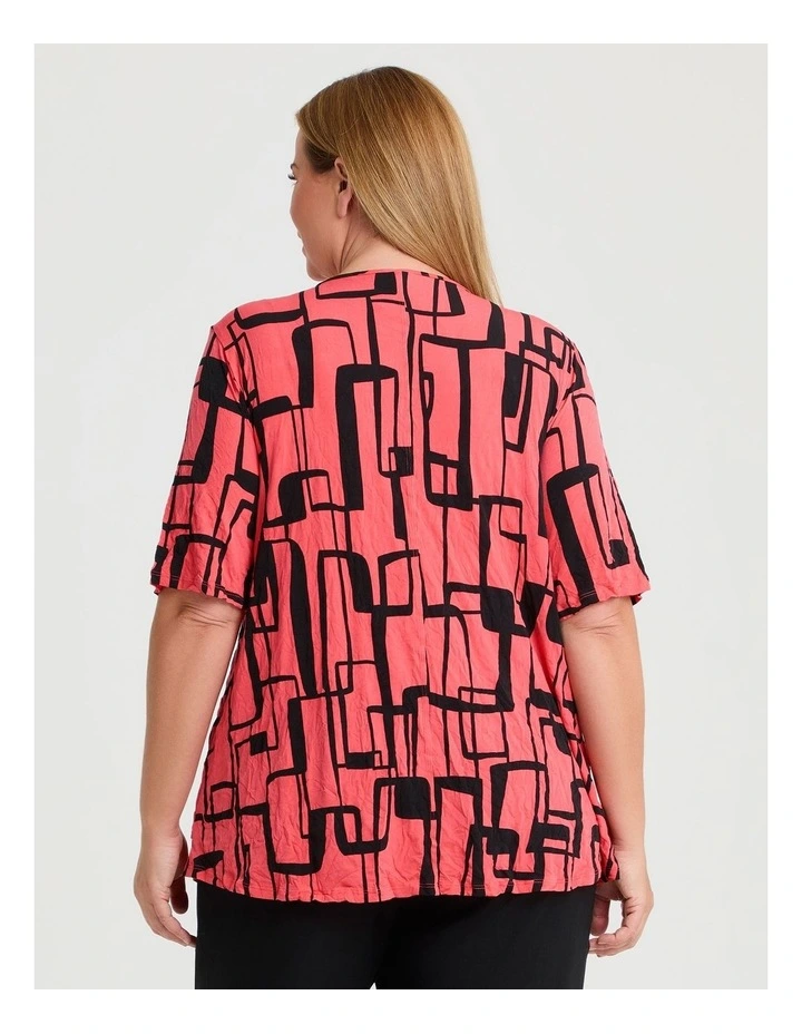Crushed Print Top Coral image 2