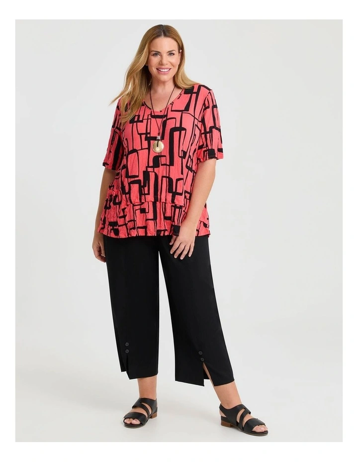 Crushed Print Top Coral image 3