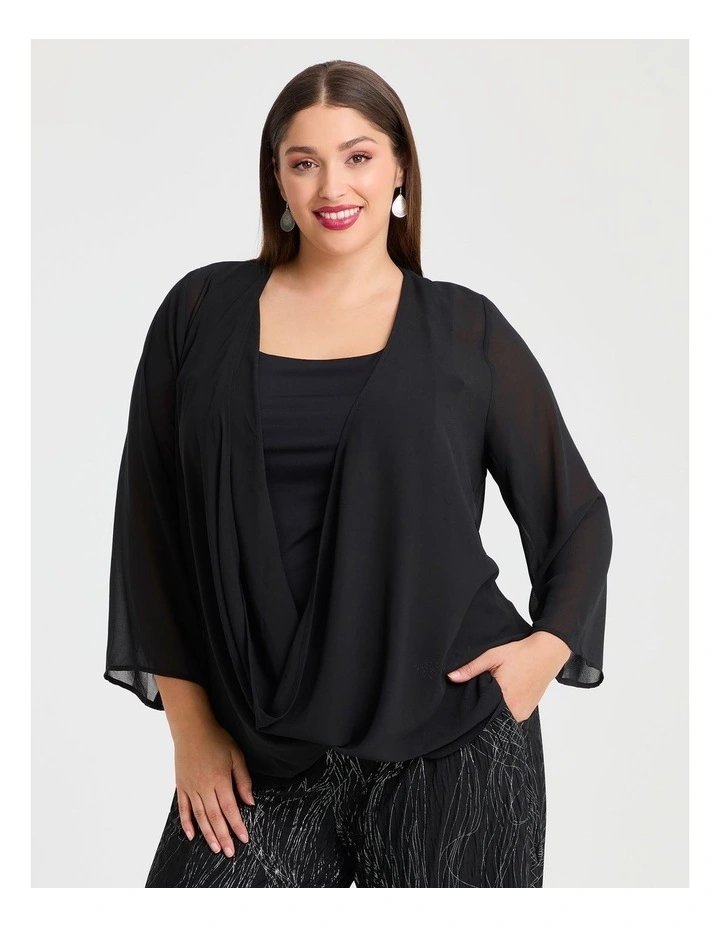 Tango Tie Shrug Top Black image 1