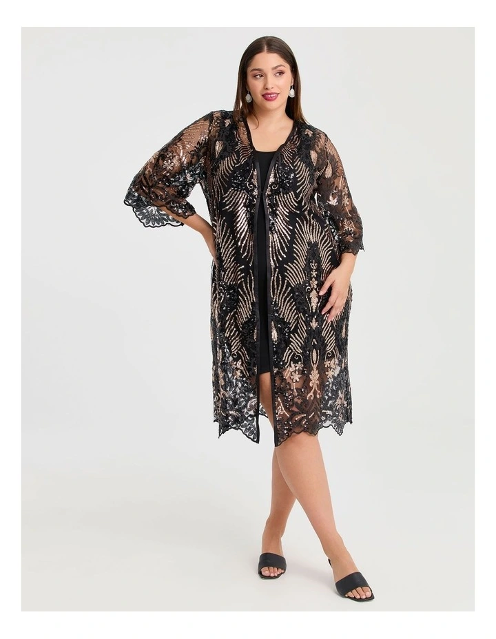 Cocktail Glam Sequin Kimono in Multi image 1