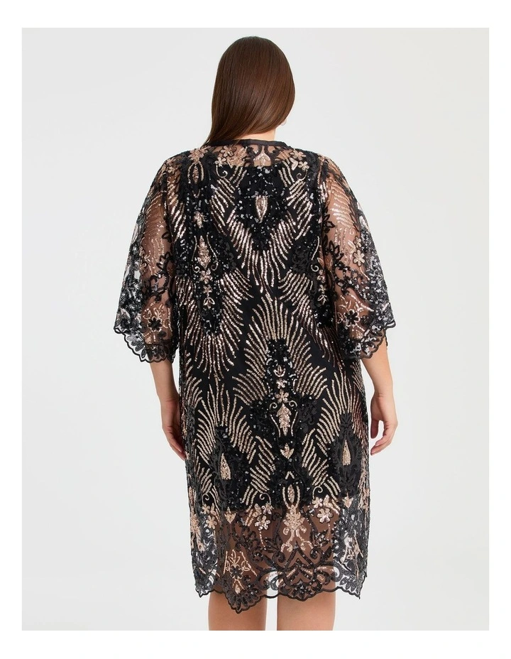 Cocktail Glam Sequin Kimono in Multi image 2