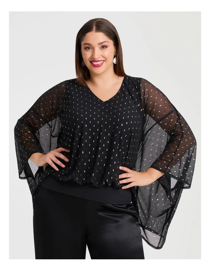 Gold Dash Mesh Party Top Black/gold image 1