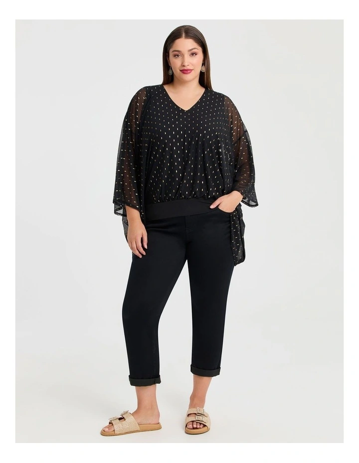 Gold Dash Mesh Party Top Black/gold image 3