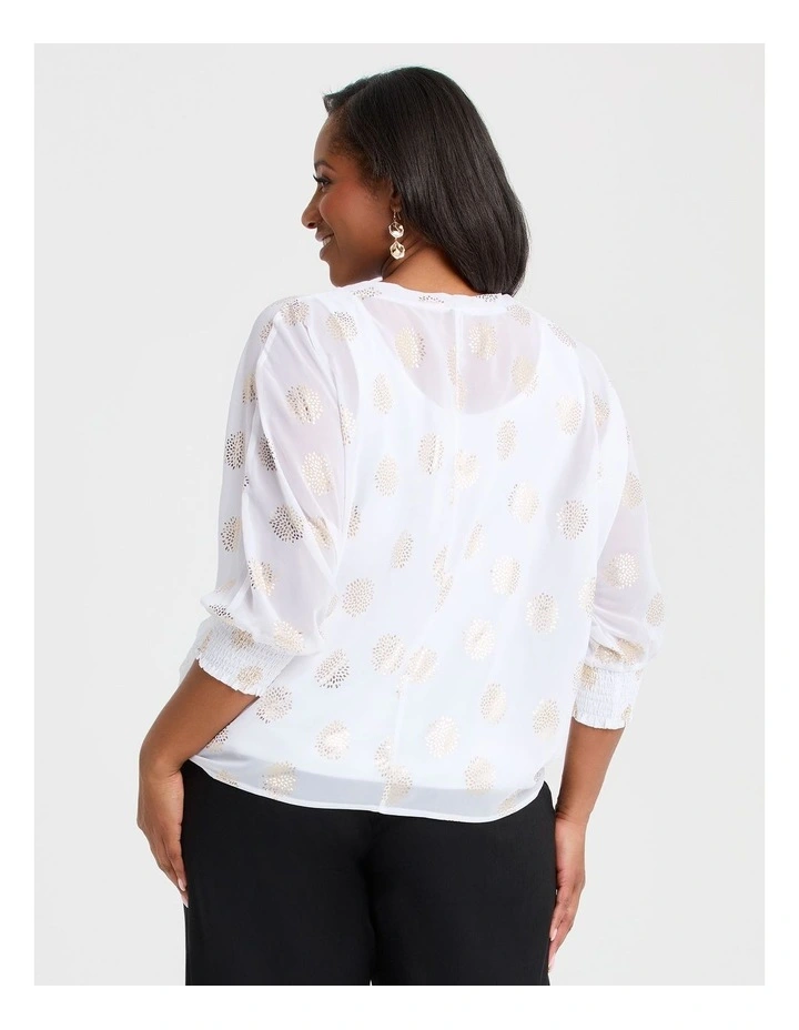 Chiffon Alinda Foil Overtop in White image 2