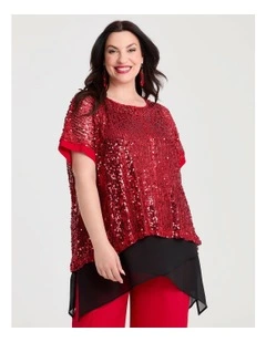 Sequins Keira Overtop in Fiesta Red