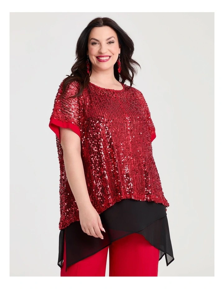 Sequins Keira Overtop in Fiesta Red image 1