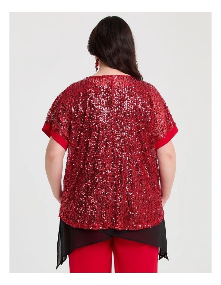 Sequins Keira Overtop in Fiesta Red image 2