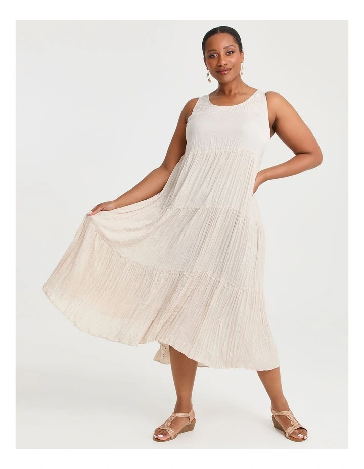 Pleated Enya Dress in Natural image 1