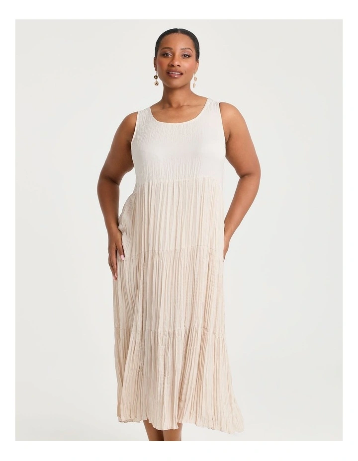 Pleated Enya Dress in Natural image 3