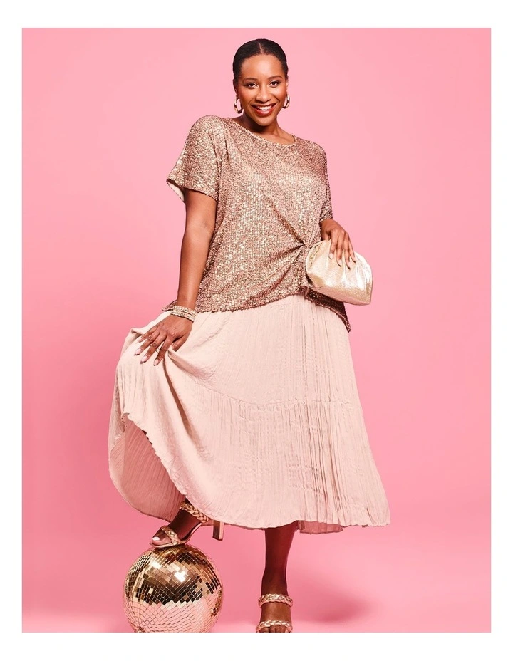 Pleated Enya Dress in Natural image 6