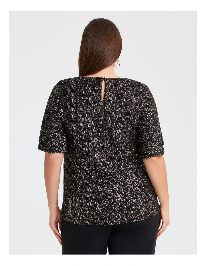 Sarah Foil Printed Evening Top Black/champagne image 2