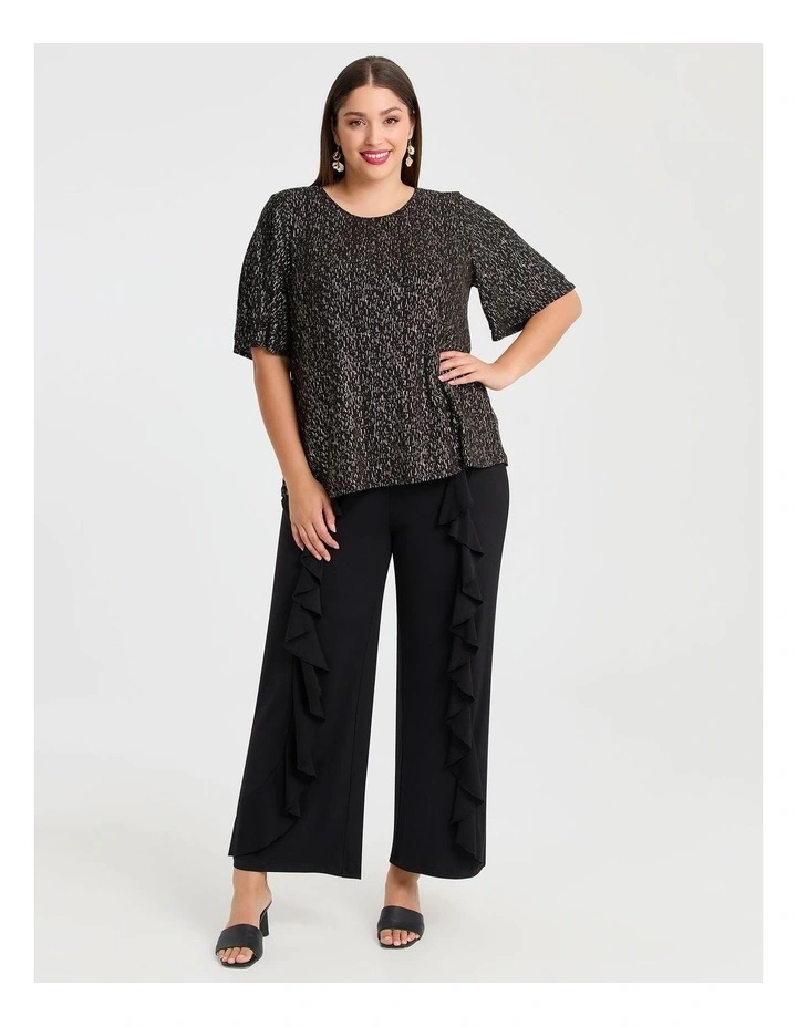 Sarah Foil Printed Evening Top Black/champagne image 3