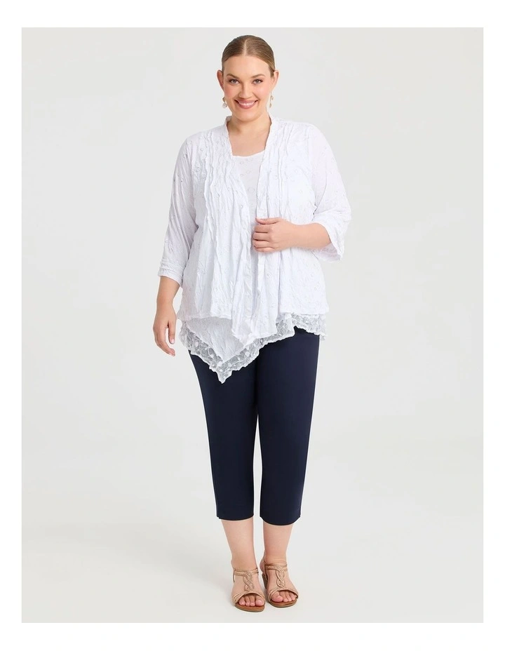 Pintuck Foil Bamboo Crush Cardigan White/silver Print image 2