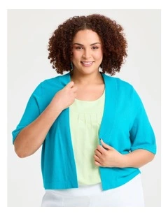Jessie Crop Natural Cardigan Tropical Teal