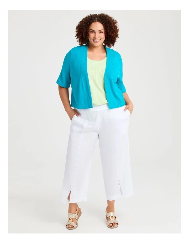Jessie Crop Natural Cardigan Tropical Teal image 2