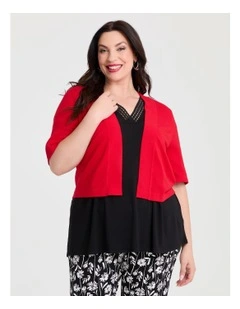 Jessie Crop Natural Cardigan in Fiesta Red
