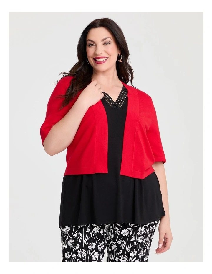 Jessie Crop Natural Cardigan in Fiesta Red image 1