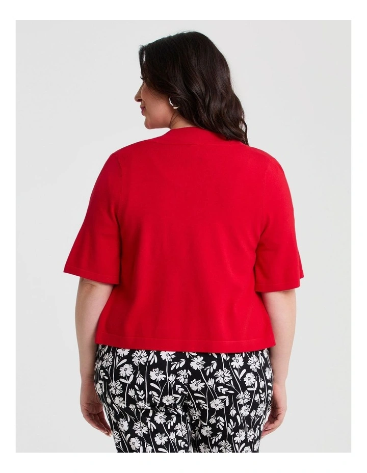 Jessie Crop Natural Cardigan in Fiesta Red image 2