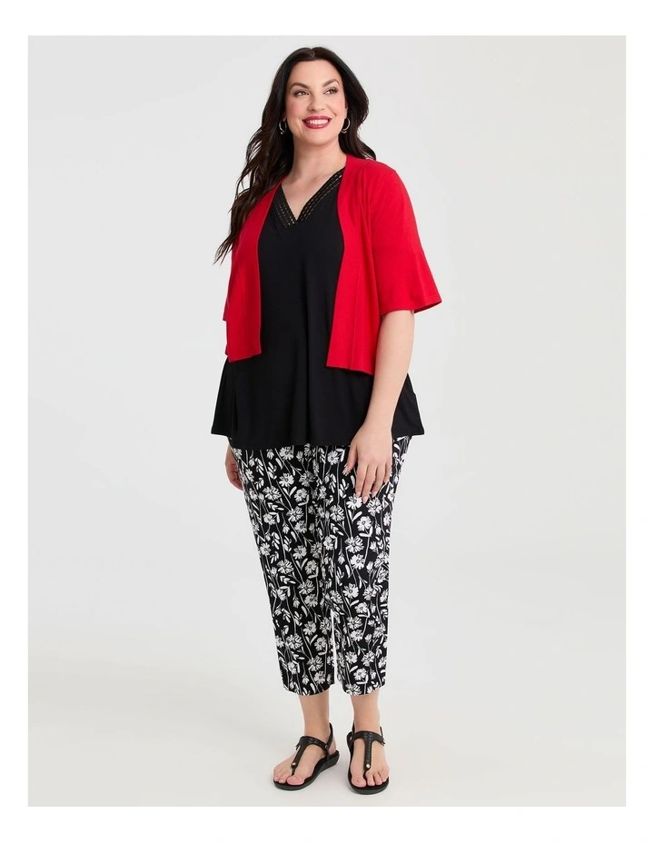 Jessie Crop Natural Cardigan in Fiesta Red image 3