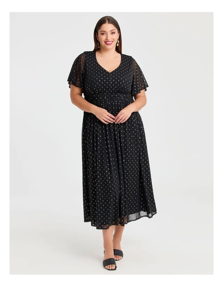 Gold Dash Mesh Cocktail Dress Black/gold image 1