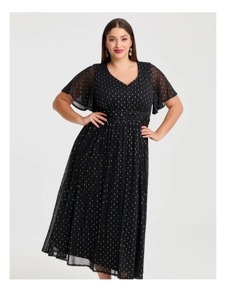 Gold Dash Mesh Cocktail Dress Black/gold image 3