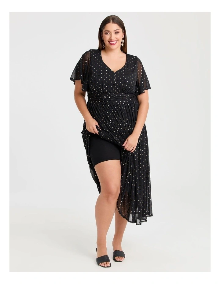 Gold Dash Mesh Cocktail Dress Black/gold image 4