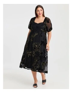 Gold Leaf Velvet Maxi Dress Black/gold