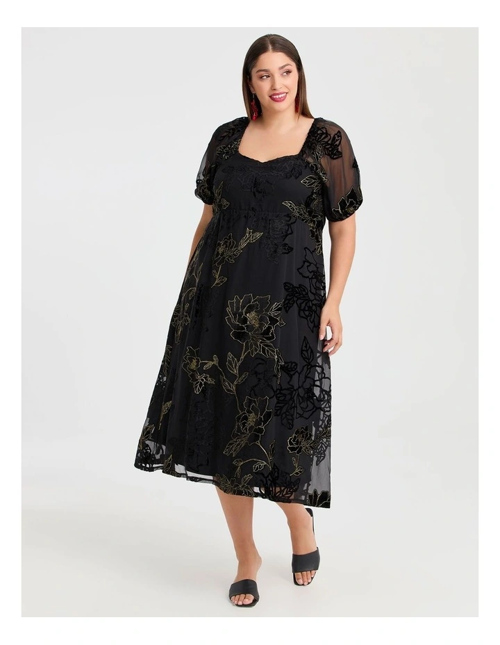 Gold Leaf Velvet Maxi Dress Black/gold image 1